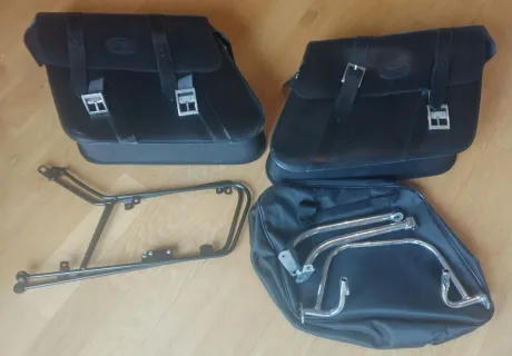 LEATHER PANNIERS + FRAMES  , Chrome b...