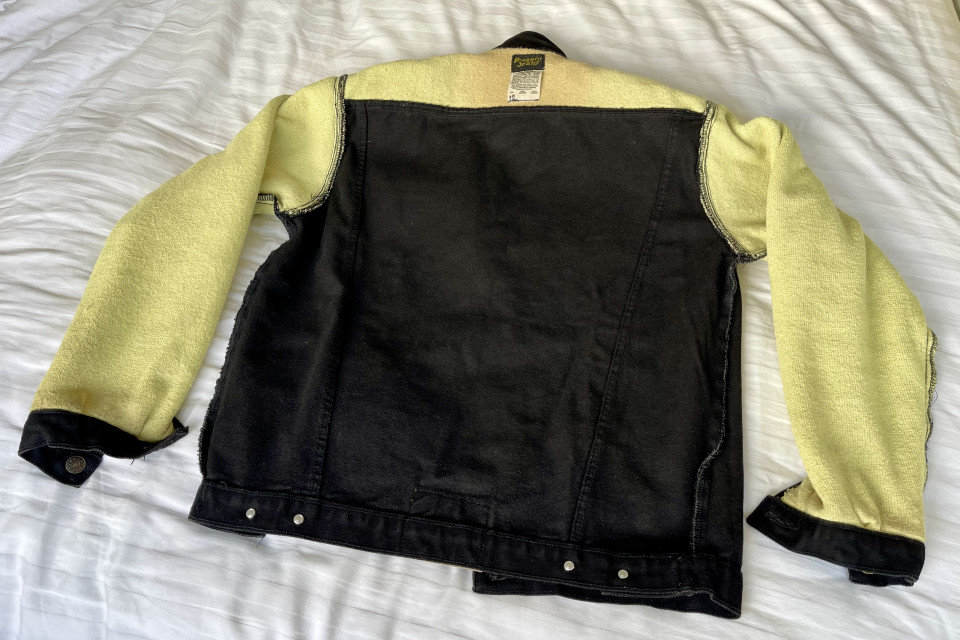 Black and yellow denim hot sale jacket